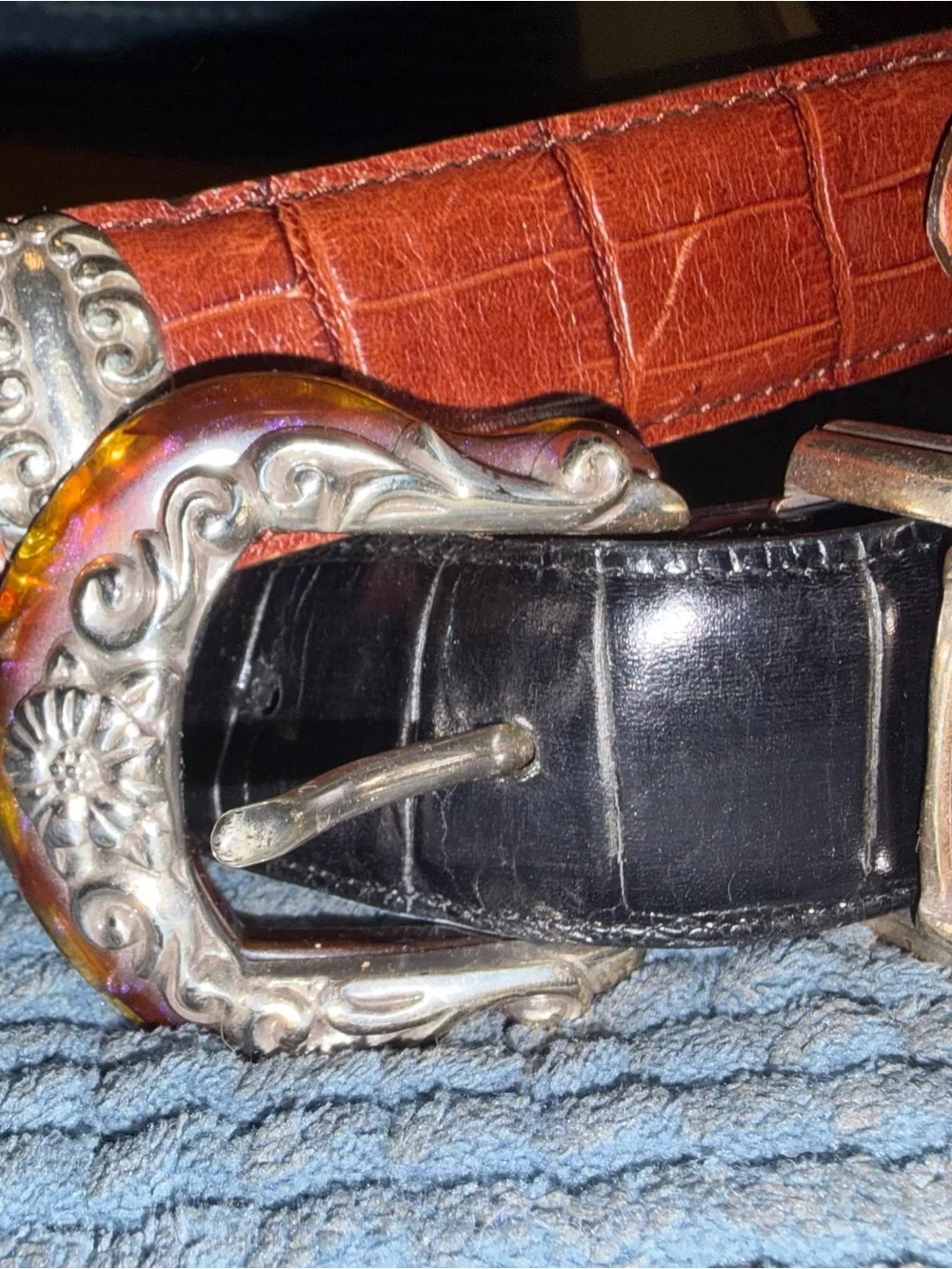 Set of 2 unique Vintage Brighton Belts leather medium brown black